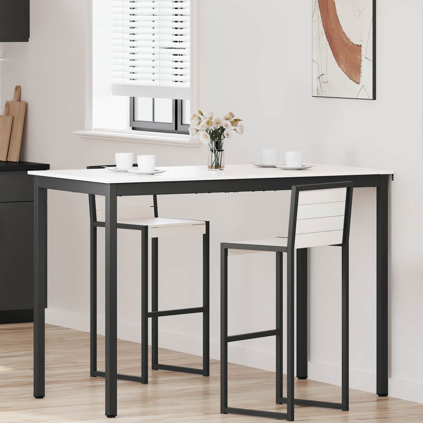 Bar Table White 150 x 80 x 105 cm Solid Pine Wood
