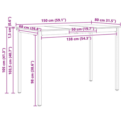 Bar Table White 150 x 80 x 105 cm Solid Pine Wood
