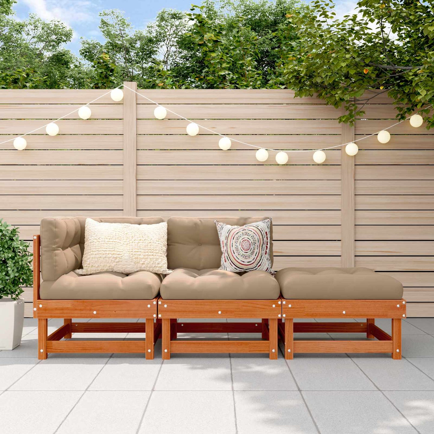 Sectional Sofa Units Wax Brown 183 x 61 x 62 cm Solid Pine Wood