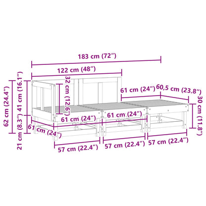 Sectional Sofa Units Wax Brown 183 x 61 x 62 cm Solid Pine Wood
