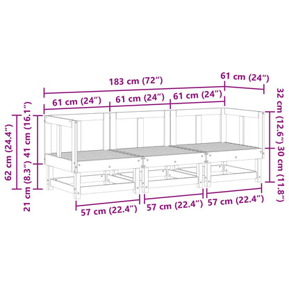 Sectional Sofa Units Wax Brown 183 x 61 x 62 cm Solid Pine Wood