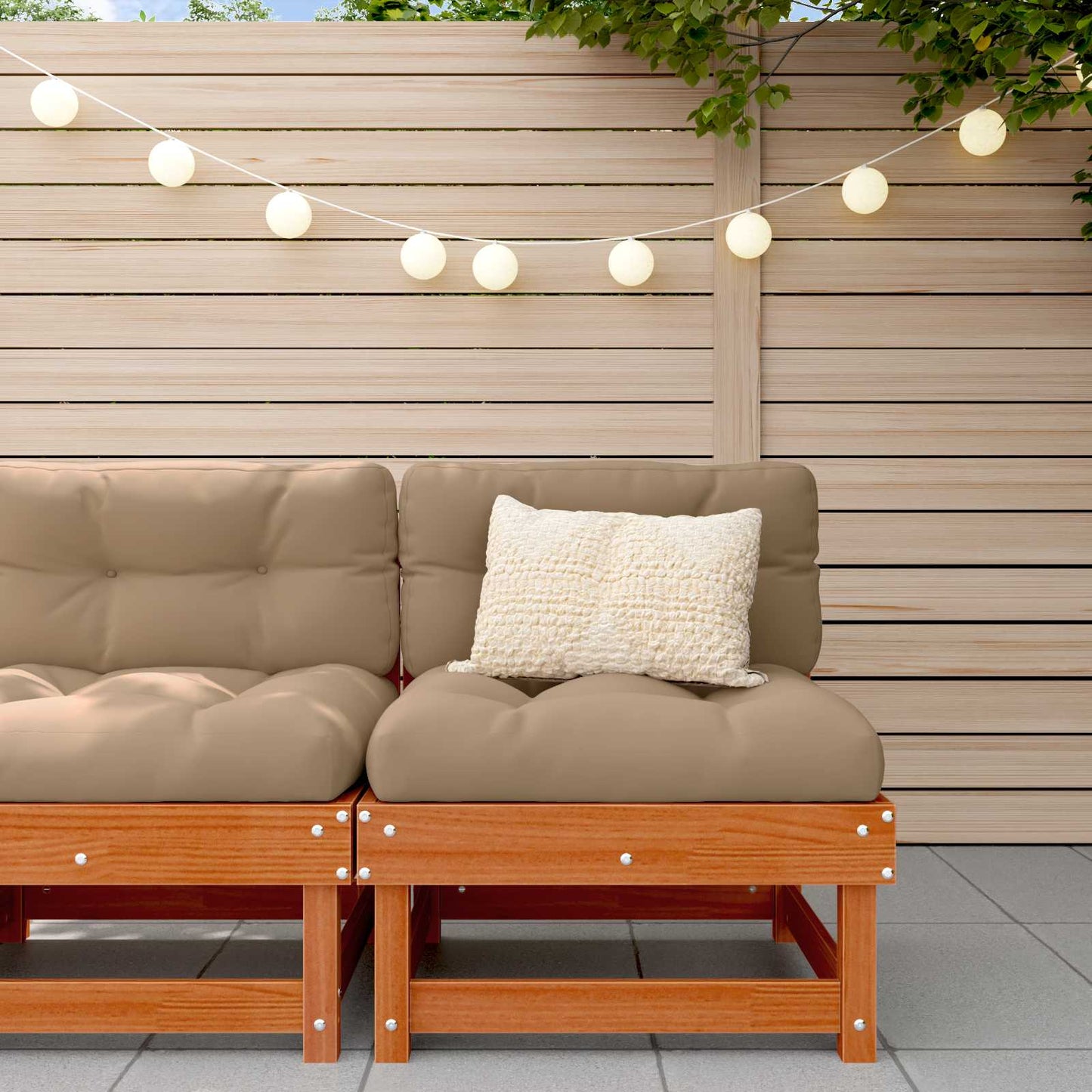 Garden Middle Sofa Solid Pine Wood Wax Brown 61 x 60.5 x 62 cm
