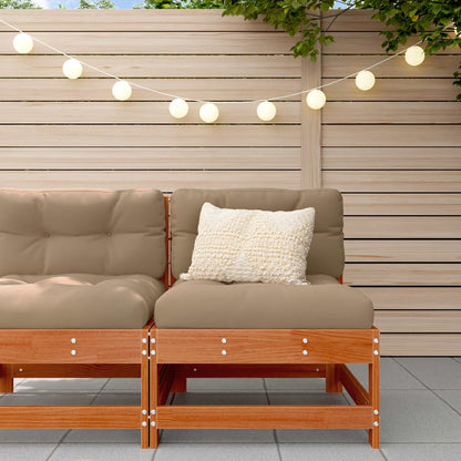 Garden Middle Sofa Solid Pine Wood Wax Brown 62 x 62 x 70.5 cm