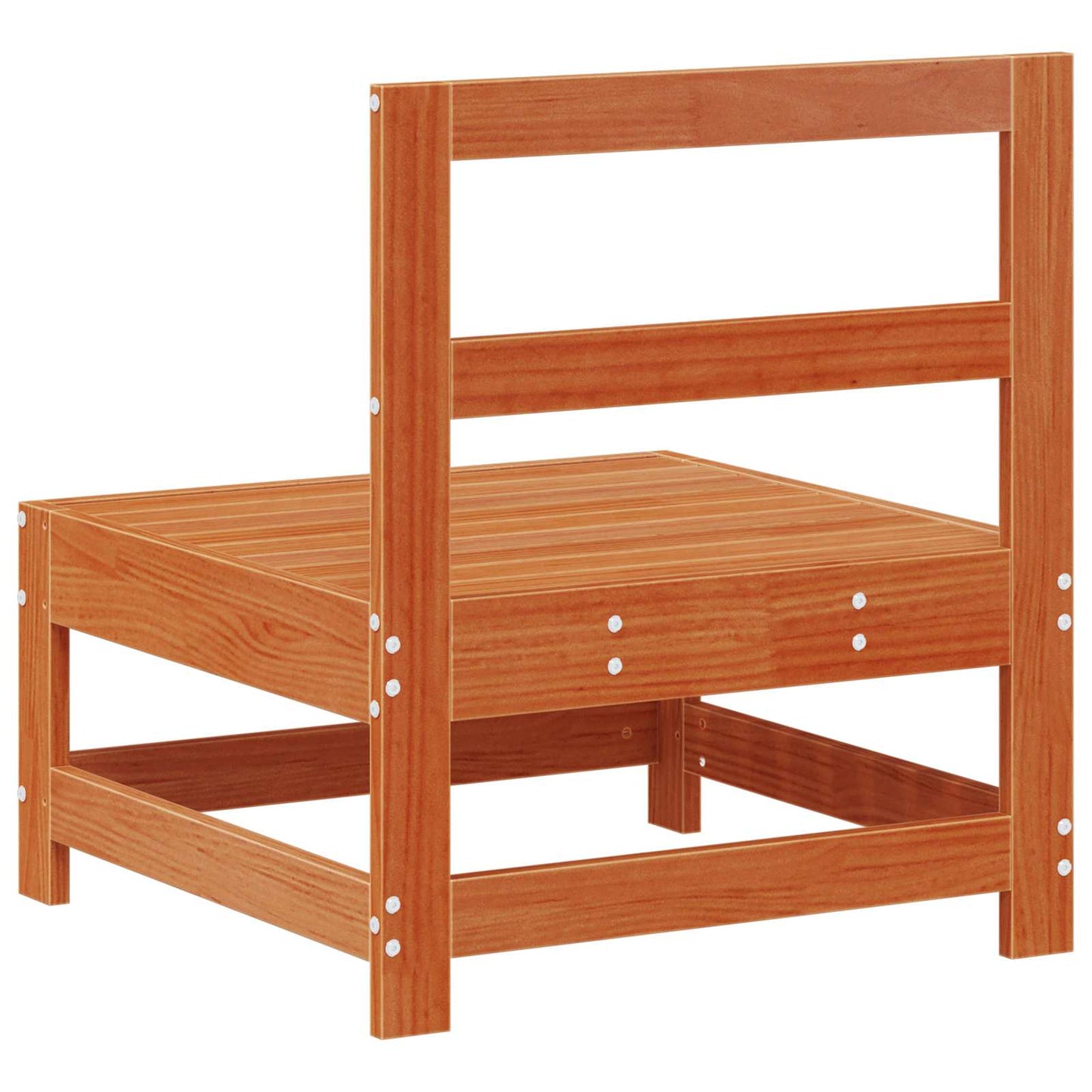 Garden Middle Sofa Solid Pine Wood Wax Brown 124 x 62 x 70.5 cm