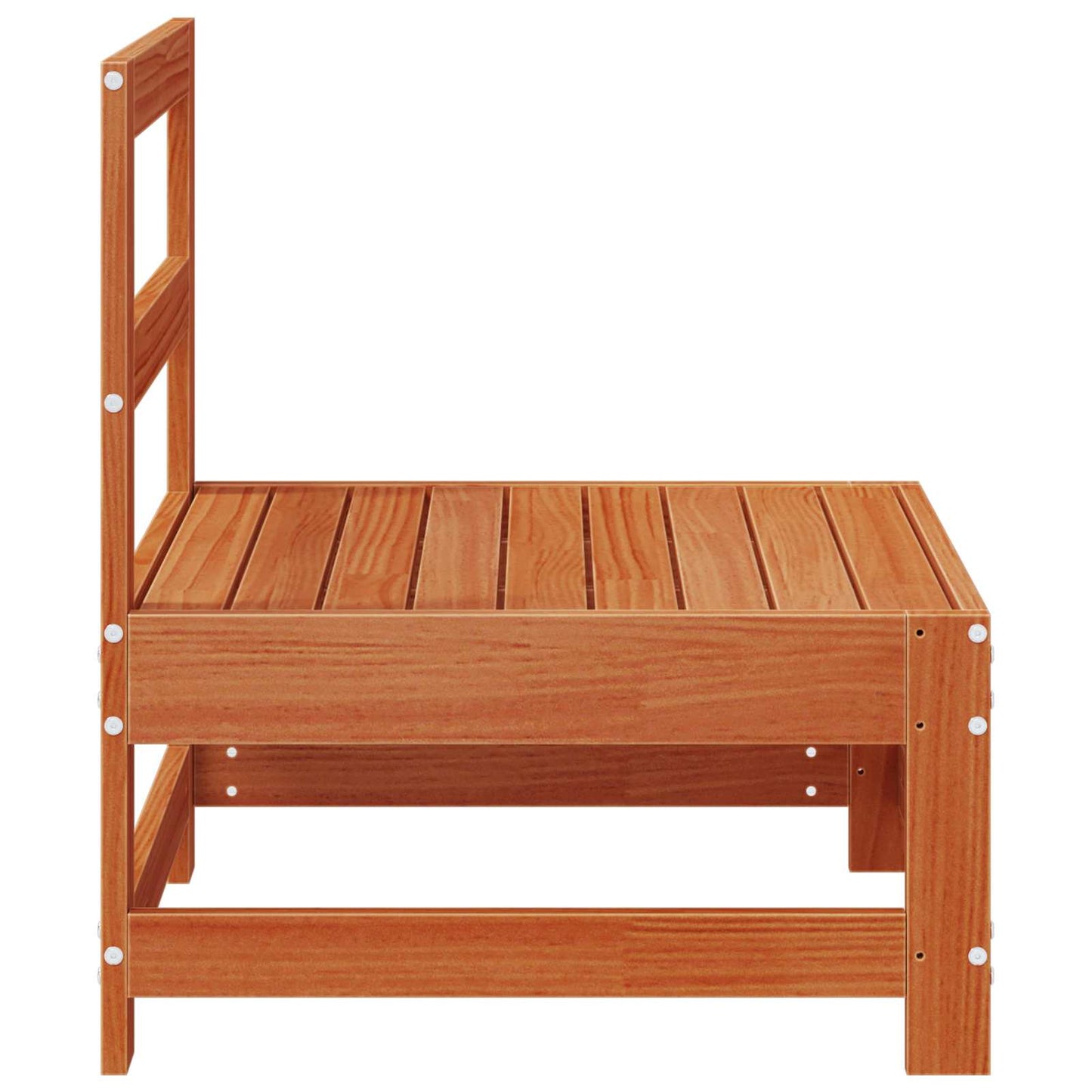 Garden Middle Sofa Solid Pine Wood Wax Brown 124 x 62 x 70.5 cm