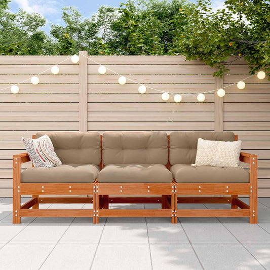 Sectional Sofa Units 3 Piece Wax Brown Solid Pine Wood