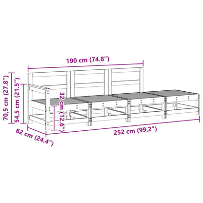 Sectional Sofa Units Wax Brown 252 x 62 x 70.5 cm