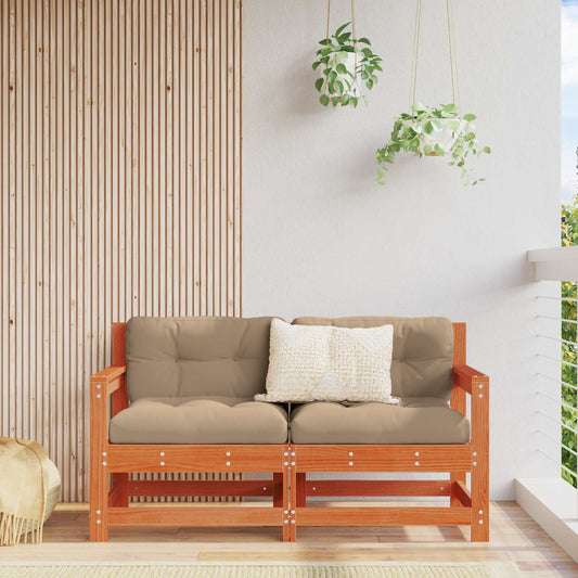 Garden Corner Sofa Solid Pine Wood Wax Brown 132 x 62 x 70.5 cm