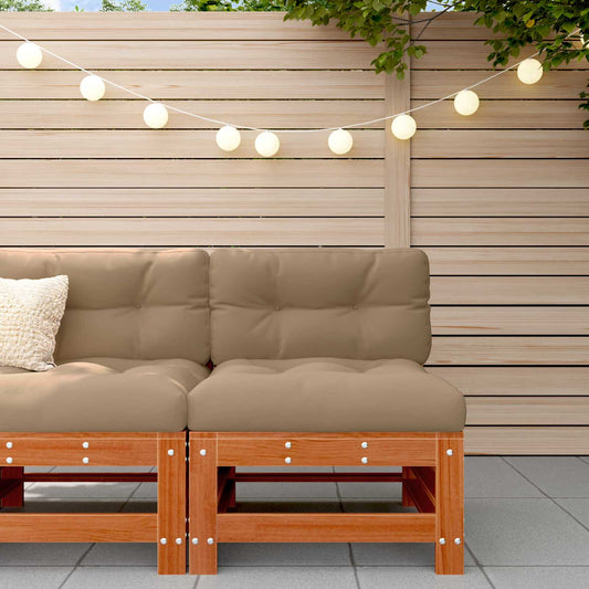 Garden Middle Sofa Solid Pine Wood Wax Brown Pine