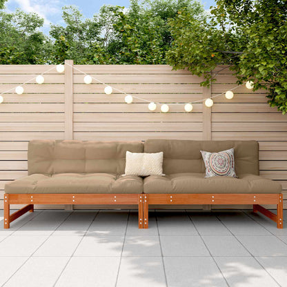 Garden Middle Sofa Solid Pine Wood Wax Brown 240 x 84 x 70 cm