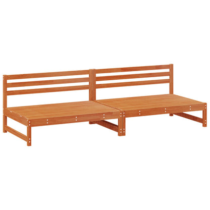 Garden Middle Sofa Solid Pine Wood Wax Brown 240 x 84 x 70 cm