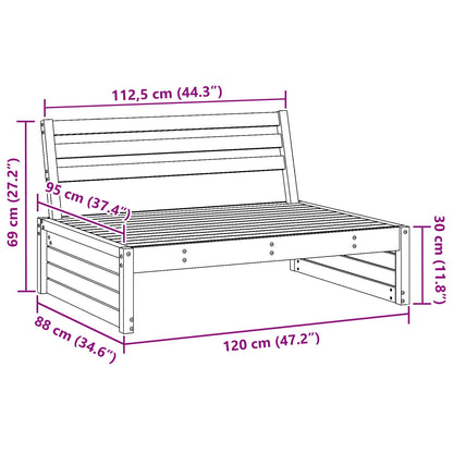 Garden Middle Sofa Solid Pine Wood Wax Brown 120 x 95 x 69 cm