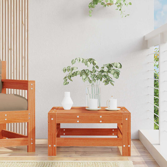 Garden Footrest Solid Pine Wood Wax Brown Pine