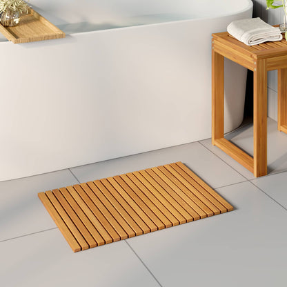 Bath Mat Brown 60 x 40 cm Solid Acacia Wood