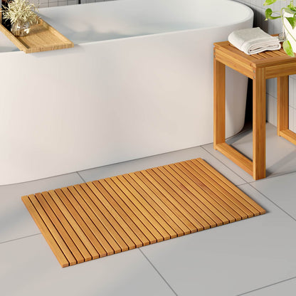 Bath Mat Folding Brown 80 x 50 cm Solid Acacia Wood