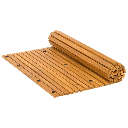 Bath Mat Folding Brown 100 x 60 cm Solid Acacia Wood