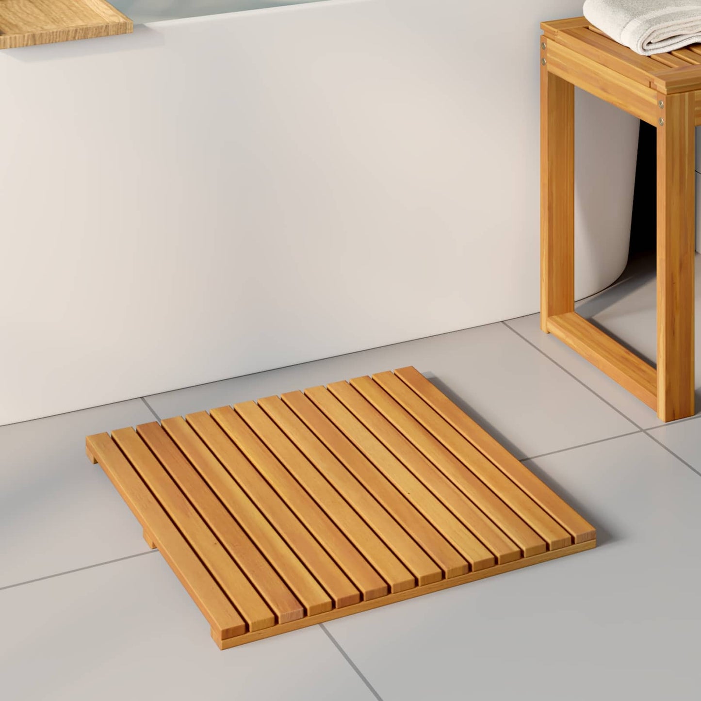 Bath Mat Plain Brown 50 x 50 cm Wood