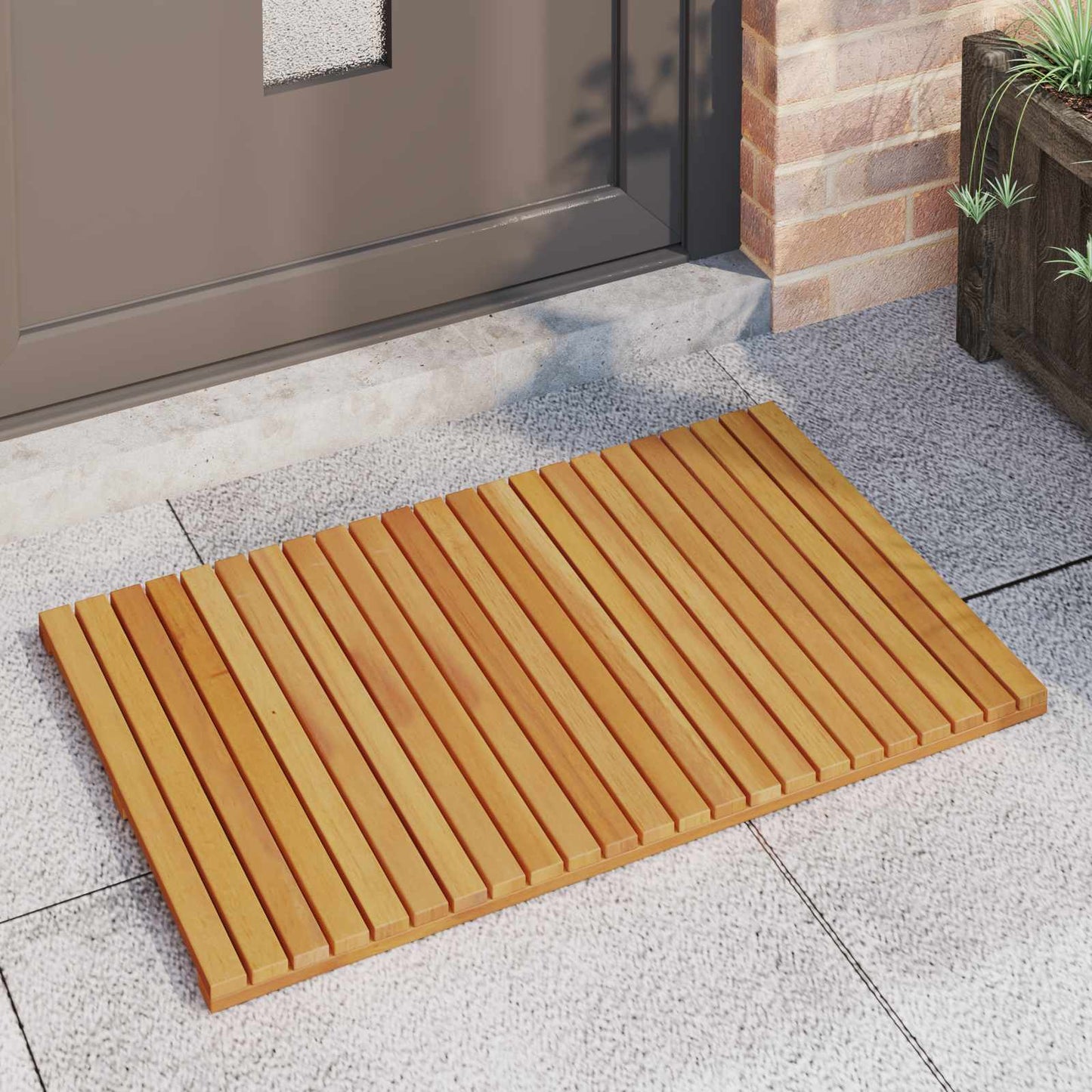 Bath Mat Plain Brown 80 x 50 cm Wood