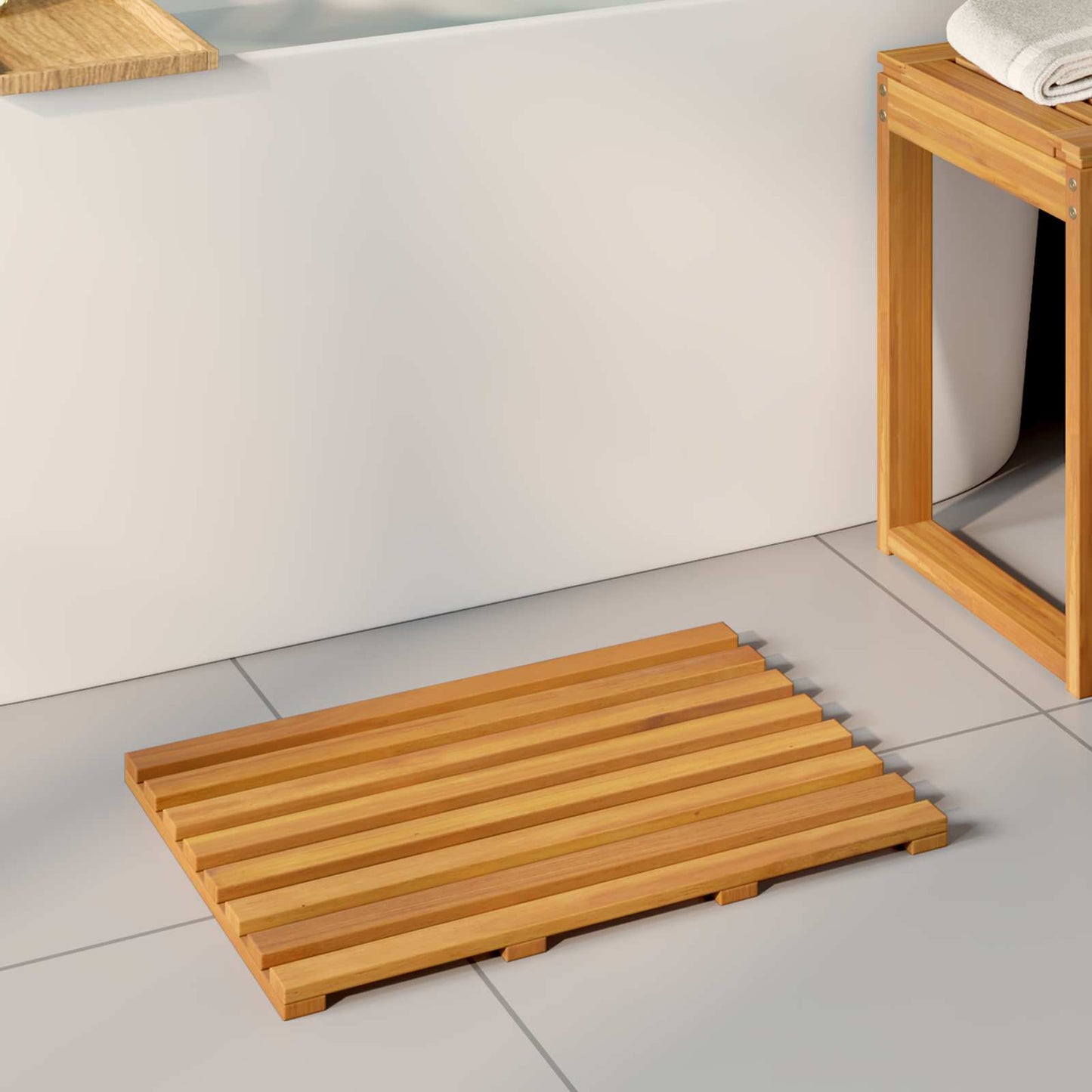 Bath Mat Plain Brown 56 x 37 x 2.5 cm Wood