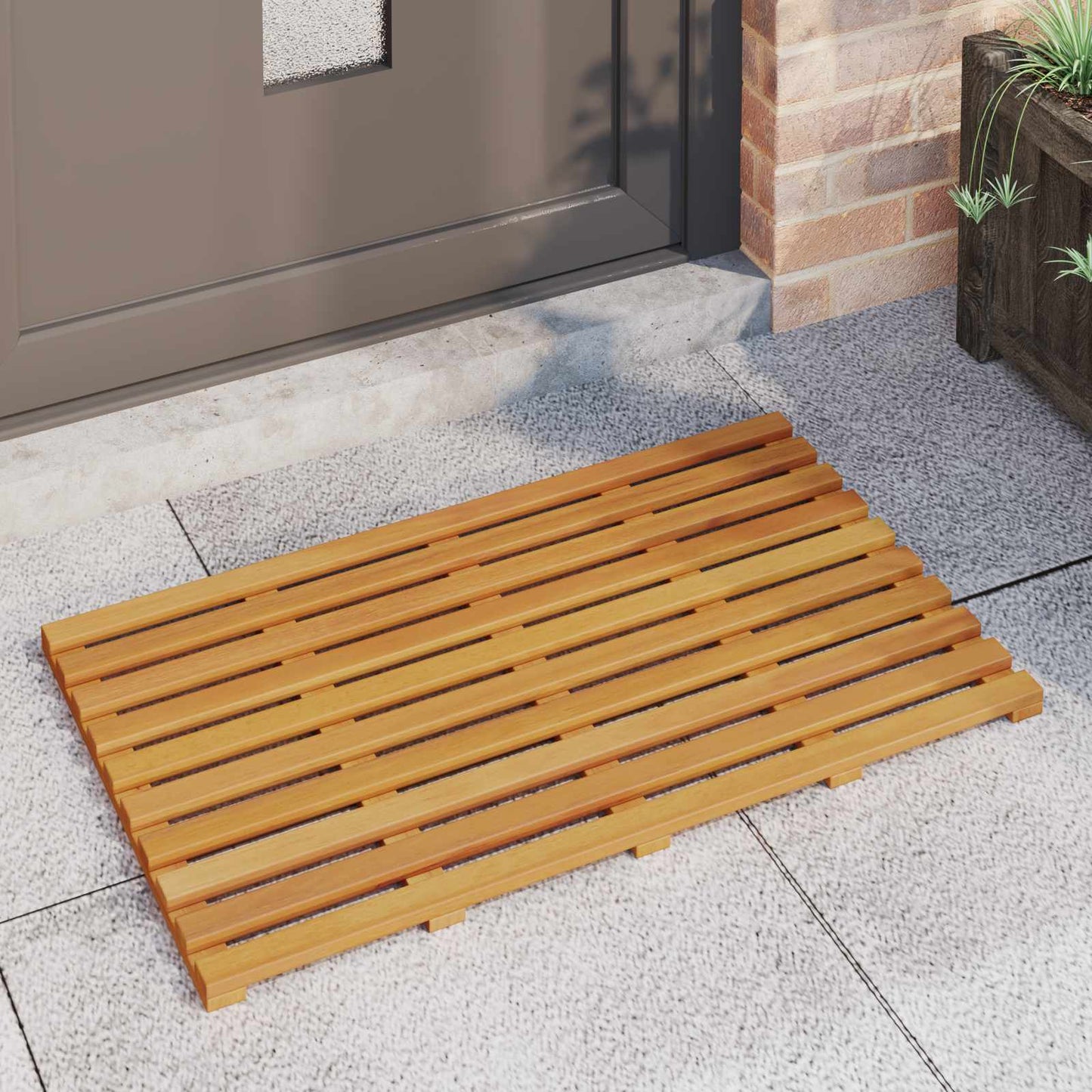 Bath Mat Plain Brown 80 x 48 x 2.5 cm Wood