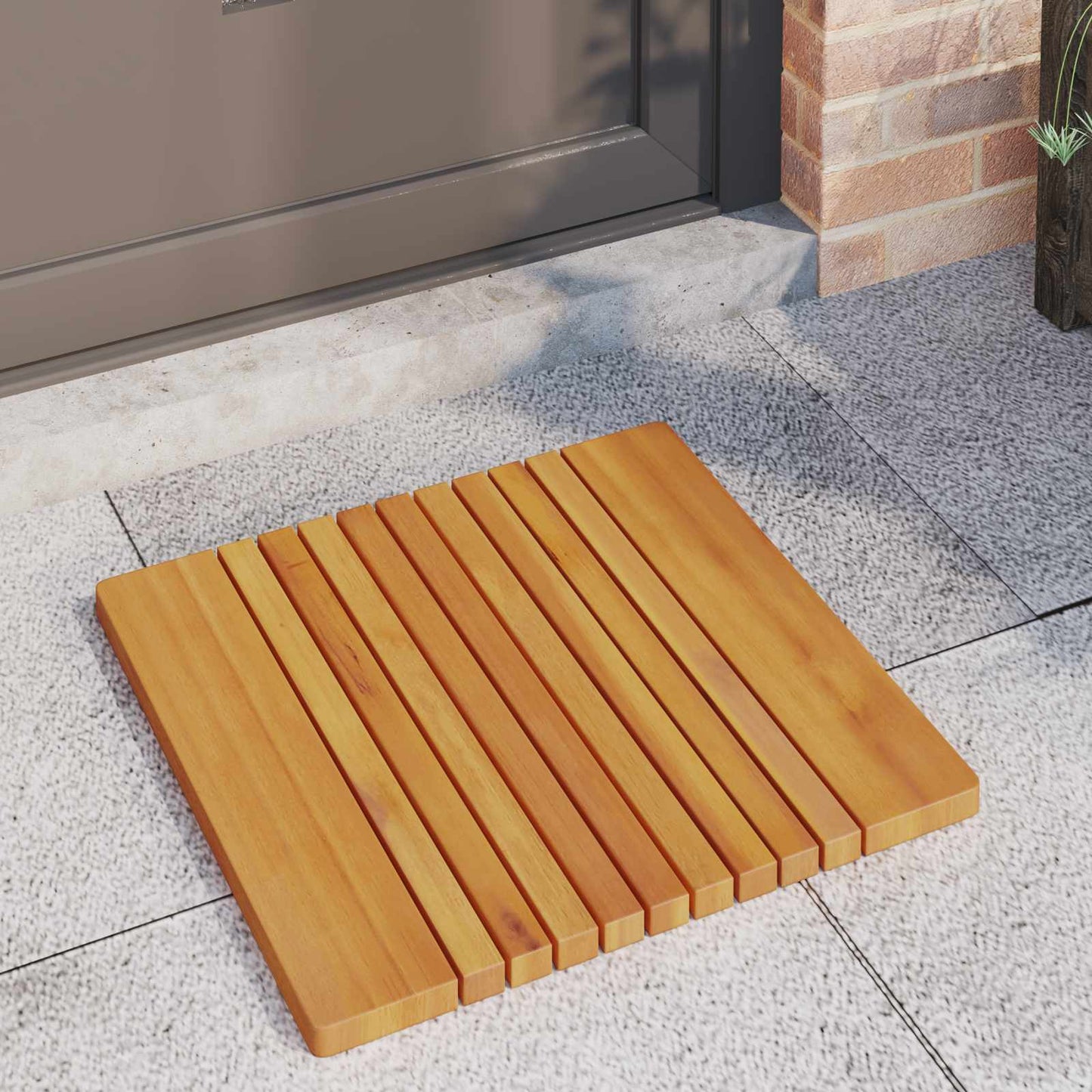 Bath Mat Plain Brown 52 x 50 cm Wood