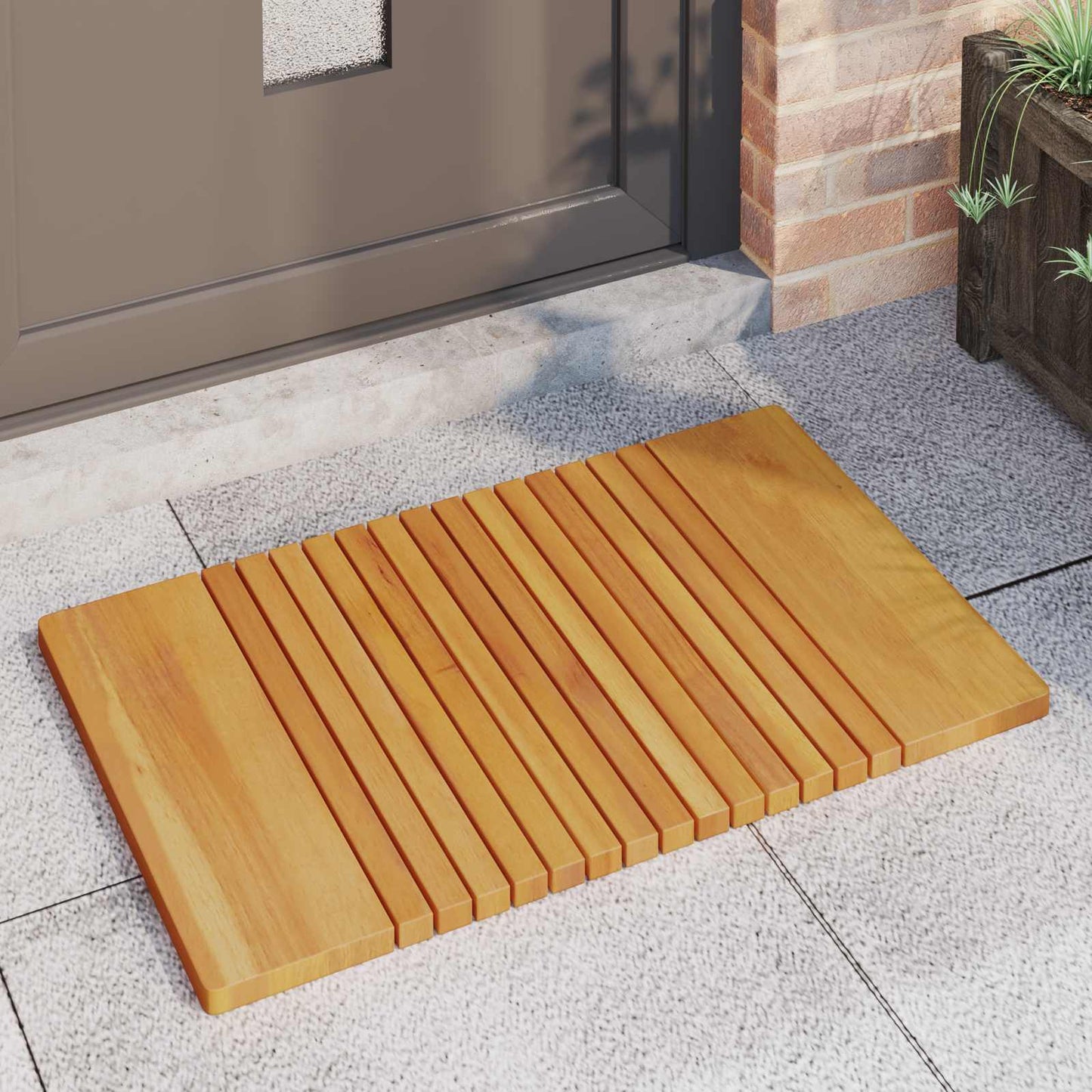 Bath Mat Plain Brown 81 x 50 cm Wood