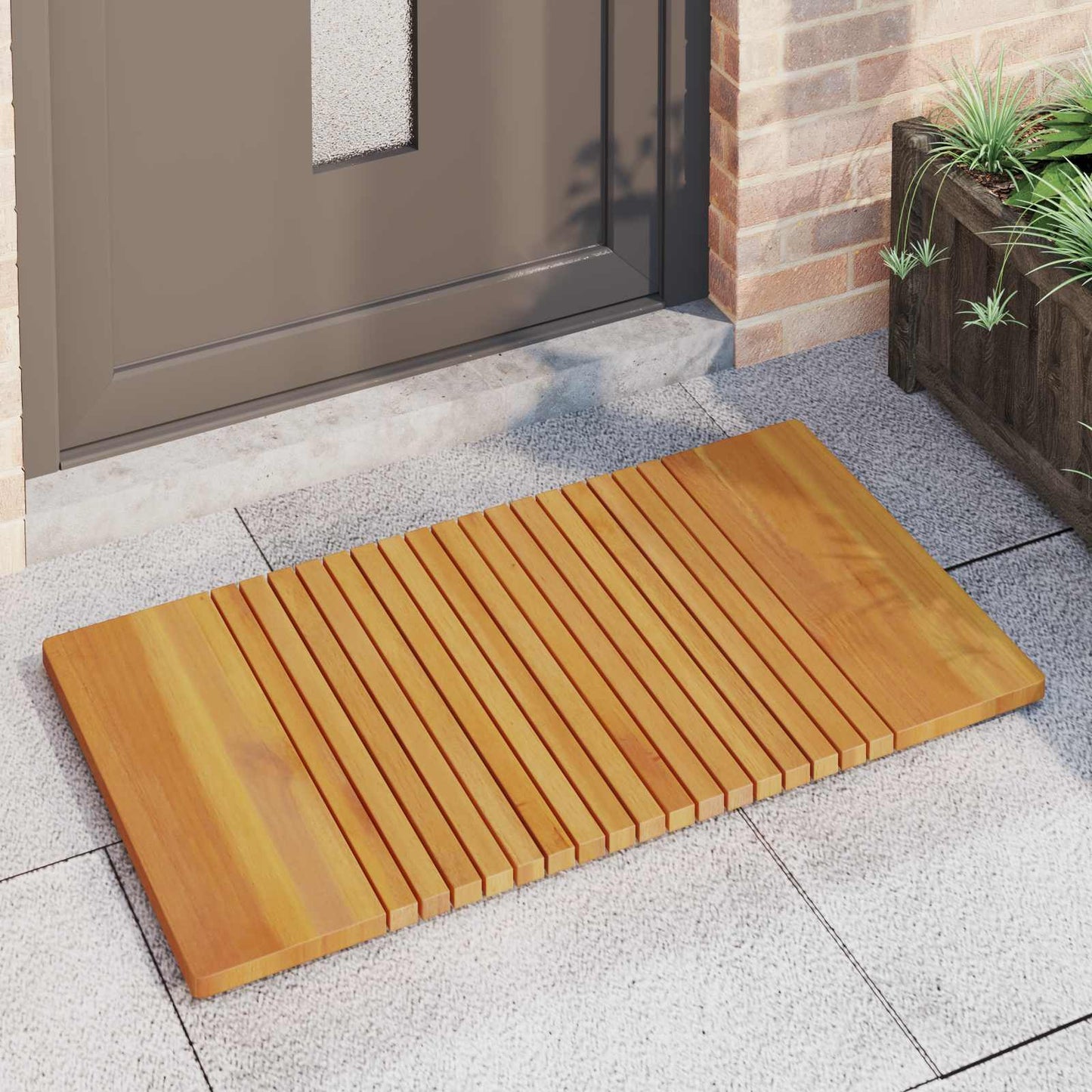 Bath Mat Plain Brown 100 x 55 cm Wood