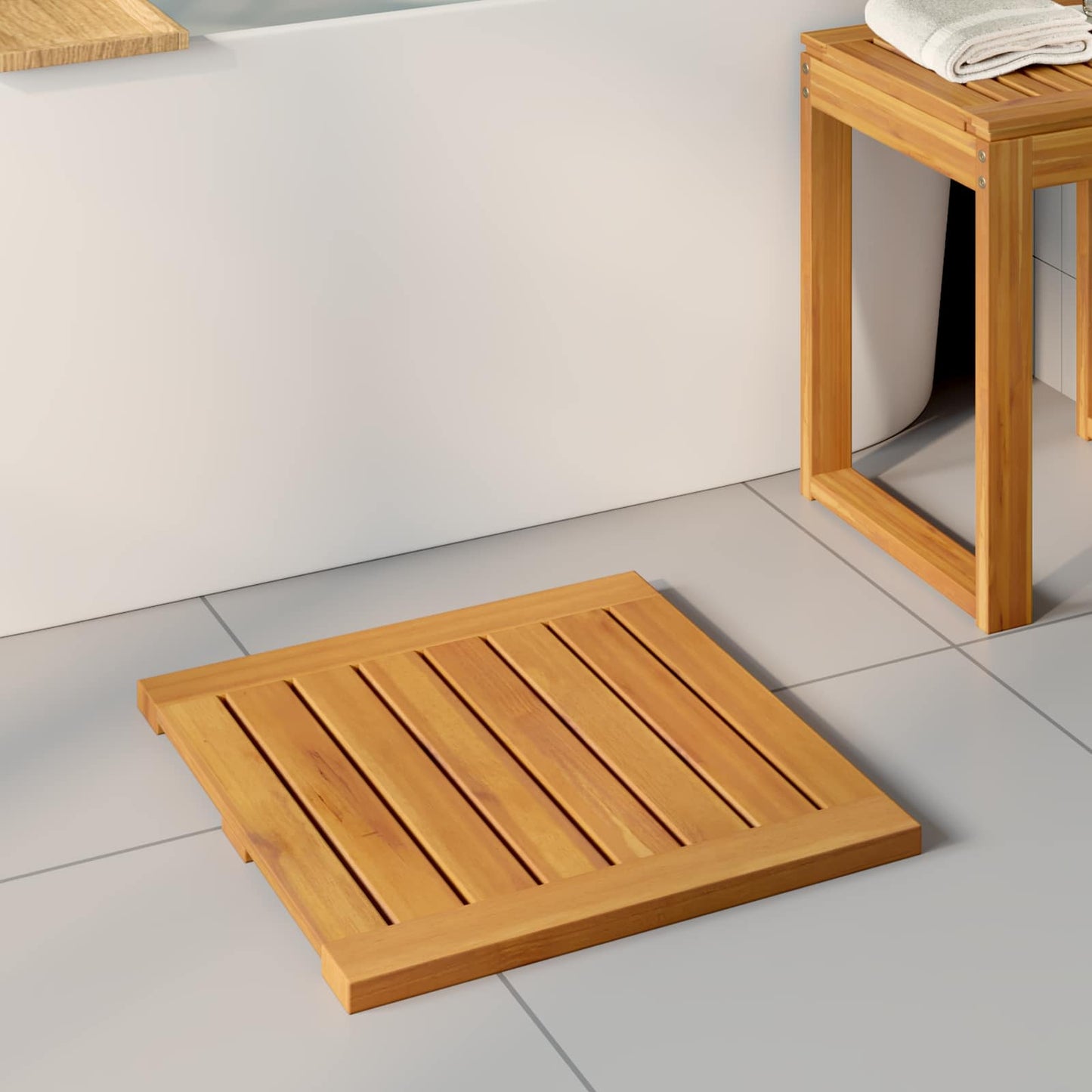 Bath Mat Plain Brown 50 x 50 cm Wood