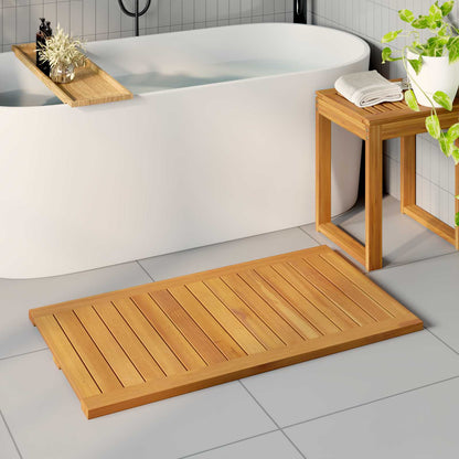 Bath Mat Plain Brown 100 x 55 cm Wood