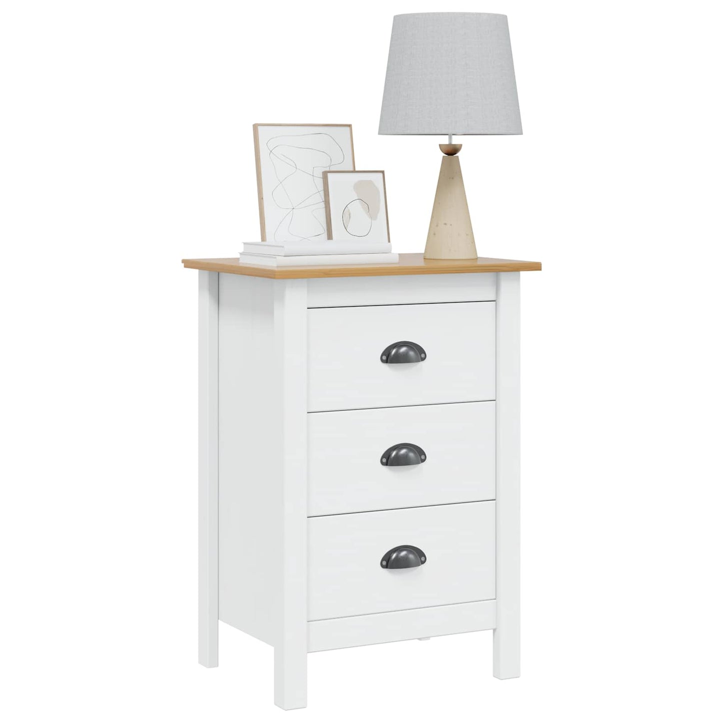 Bedside Cabinet White and Honey Brown 46 x 35 x 65 cm