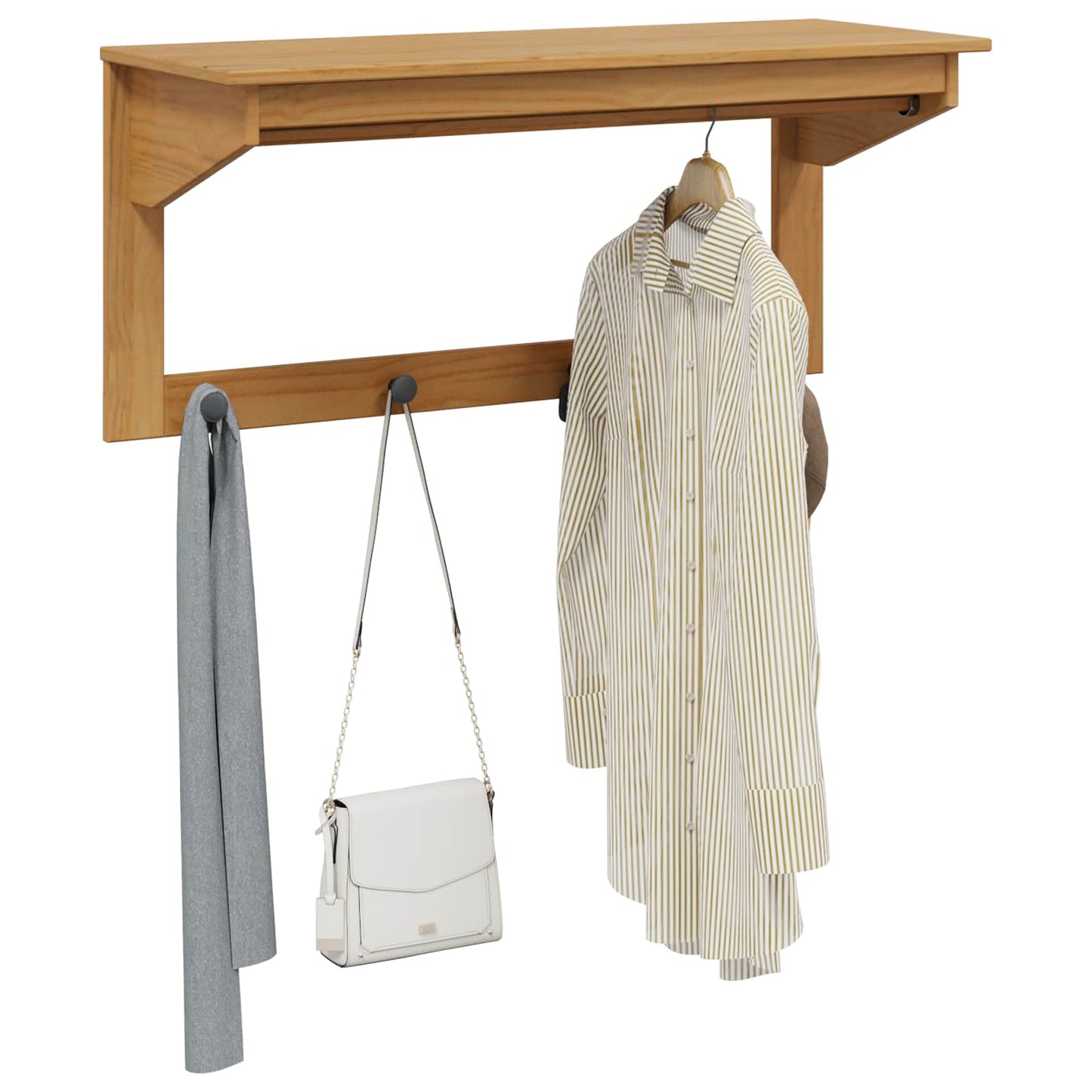 Coat Rack HILL Honey Brown 90 x 35 x 41.5 cm Solid Pine Wood