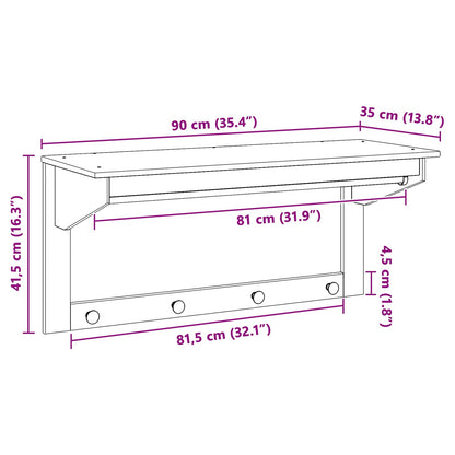 Coat Rack HILL White and Honey Brown 90 x 35 x 41.5 cm