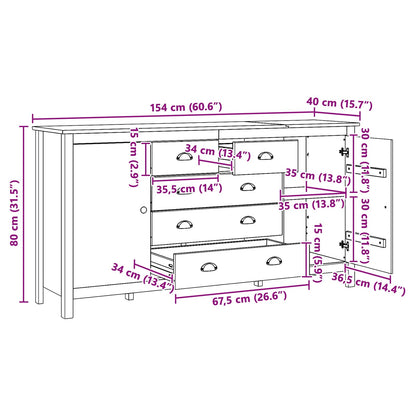 Sideboard HILL Honey Brown 154 x 40 x 80 cm Solid Pine Wood