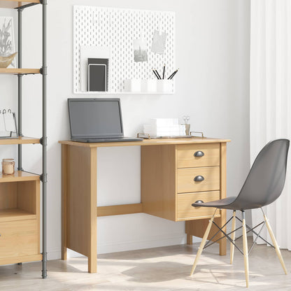 Desk with Drawers with Drawer HILL Honey Brown 100 x 45 x 74 cm