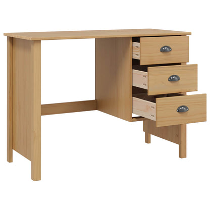 Desk with Drawers with Drawer HILL Honey Brown 100 x 45 x 74 cm