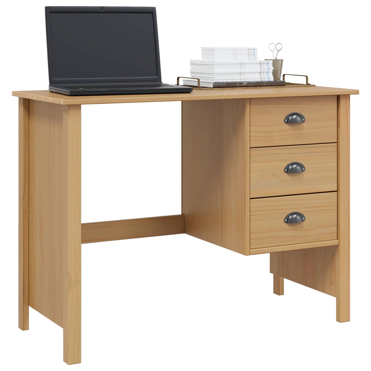 Desk with Drawers with Drawer HILL Honey Brown 100 x 45 x 74 cm