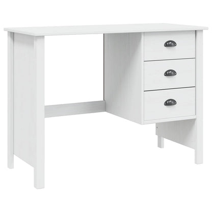 Desk with Drawers HILL White 100 x 45 x 74 cm Solid Pine Wood
