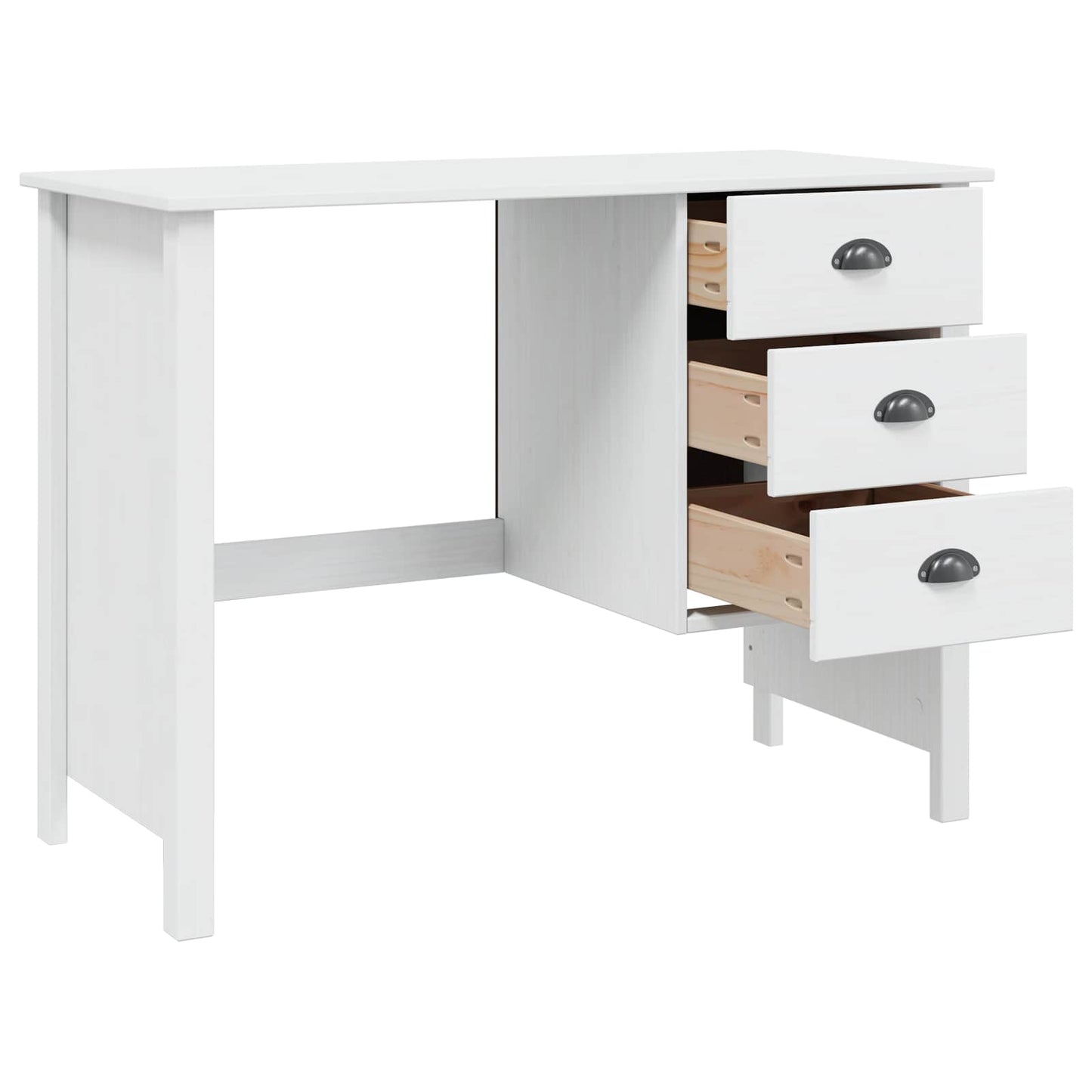 Desk with Drawers HILL White 100 x 45 x 74 cm Solid Pine Wood