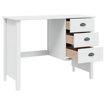 Desk with Drawers HILL White 100 x 45 x 74 cm Solid Pine Wood