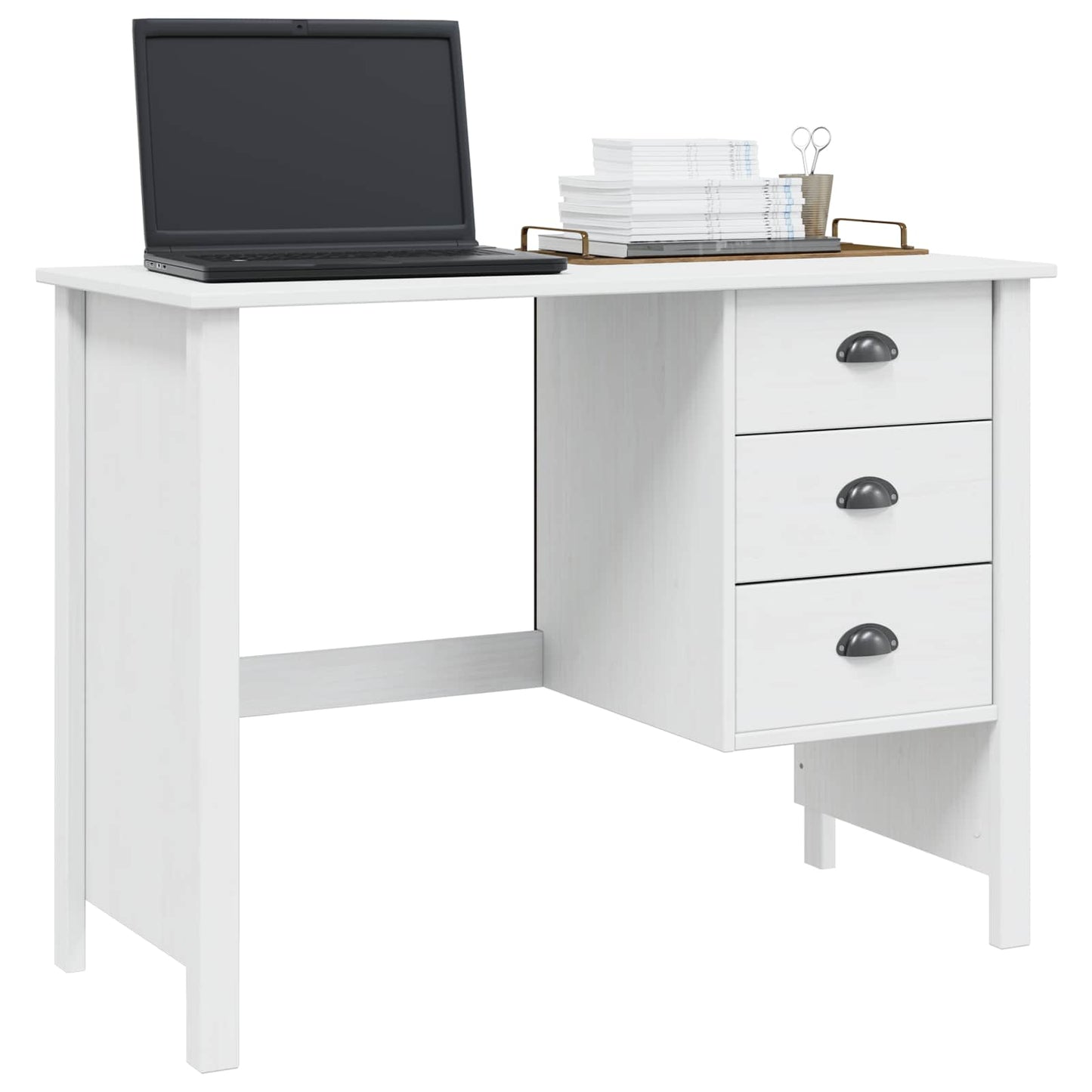 Desk with Drawers HILL White 100 x 45 x 74 cm Solid Pine Wood