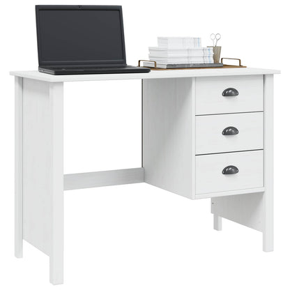 Desk with Drawers HILL White 100 x 45 x 74 cm Solid Pine Wood