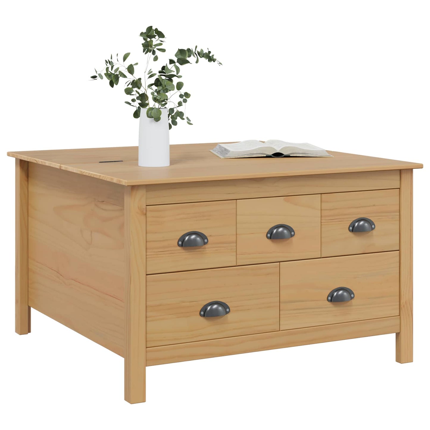 Coffee Table with Drawer HILL Honey Brown 79.5 x 79.5 x 49 cm