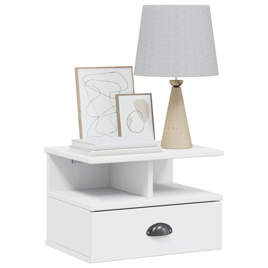 Bedside Cabinet HILL White 40 x 31 x 27 cm Solid Pine Wood