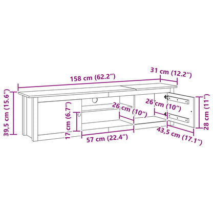 TV Rack HILL Honey Brown 158 x 40 x 39.5 cm Solid Pine Wood