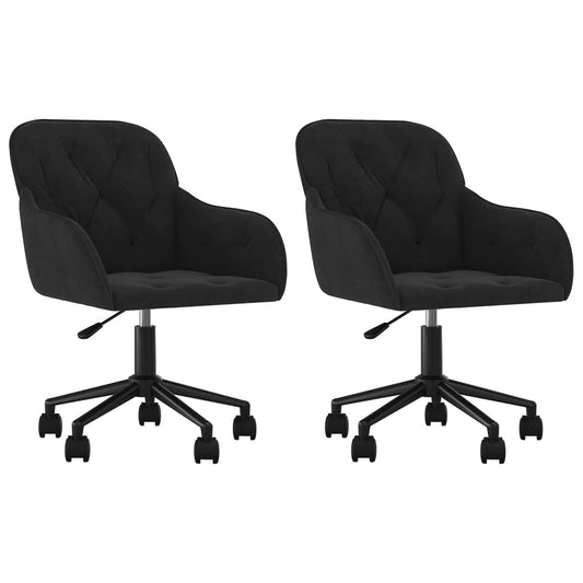 Dining Chair with Wheel 2 pcs Black 55 x 59.5 x 77 cm Velvet