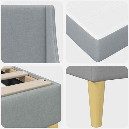 Bed Frame with Mattress Light Grey 90 x 190 cm Fabric