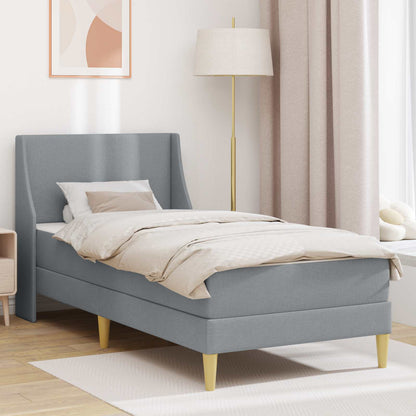 Bed Frame with Mattress Light Grey 90 x 190 cm Fabric