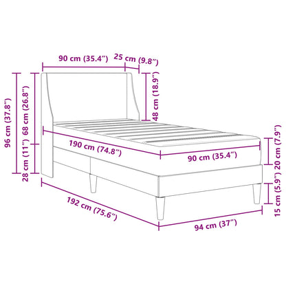 Bed Frame with Mattress Light Grey 90 x 190 cm Fabric