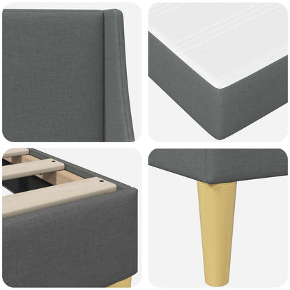 Bed Frame with Mattress Dark Grey 90 x 190 cm Fabric