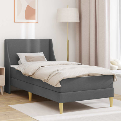 Bed Frame with Mattress Dark Grey 90 x 190 cm Fabric